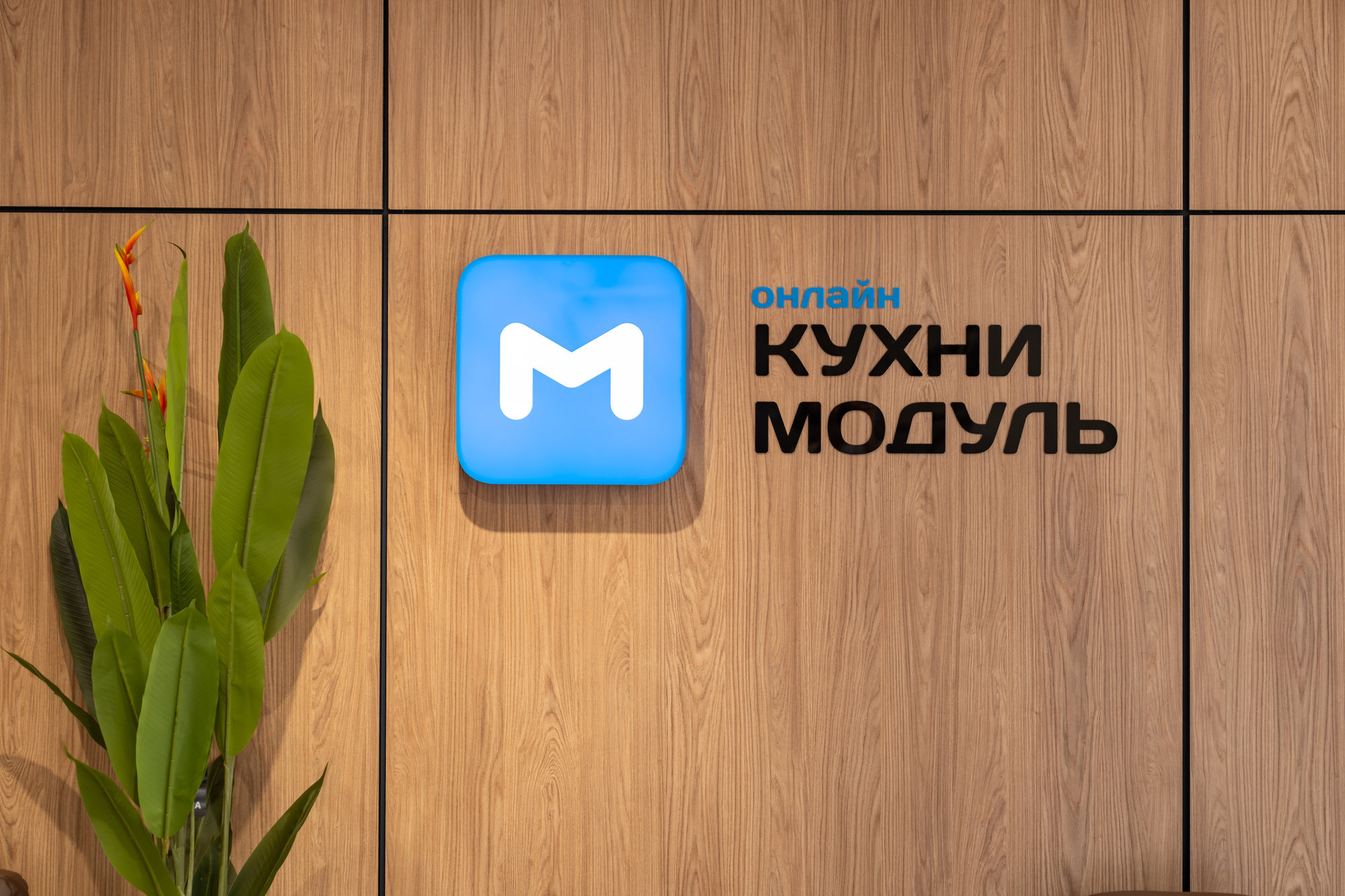 логотип компании Кухни Модуль Онлайн в салоне в Ташкенте